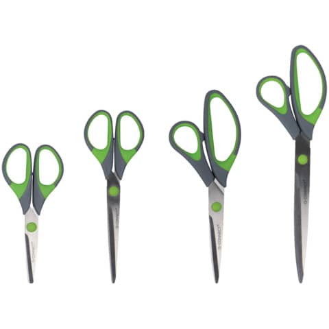 Forbici Q-Connect Softgrip lame simmetriche grigio/verde 14 cm KF00752